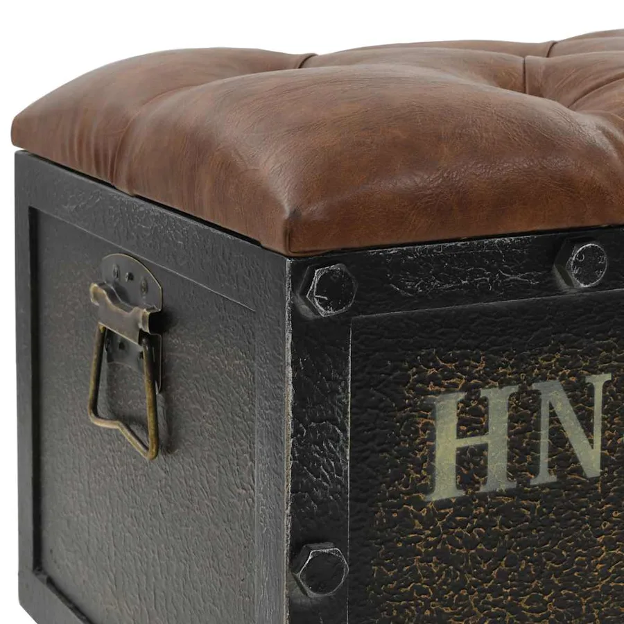 Banc de rangement Bois massif et similicuir 80,5x41x50 cm - 8
