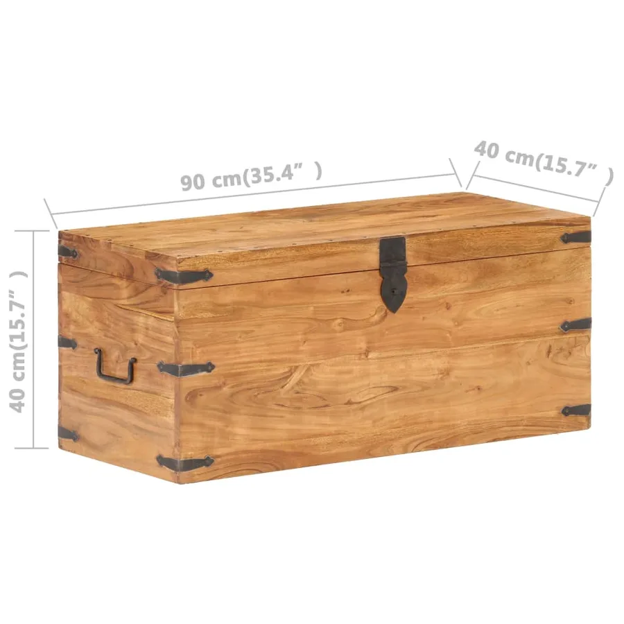 Coffre 90x40x40 cm Bois d'acacia solide - 6
