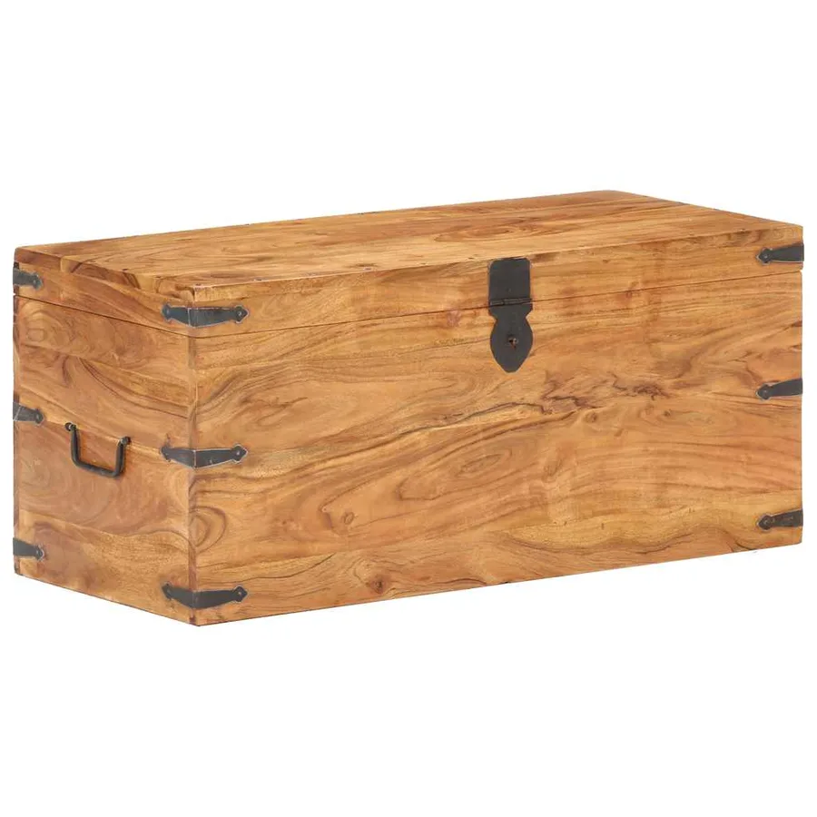 Coffre 90x40x40 cm Bois d'acacia solide - 8