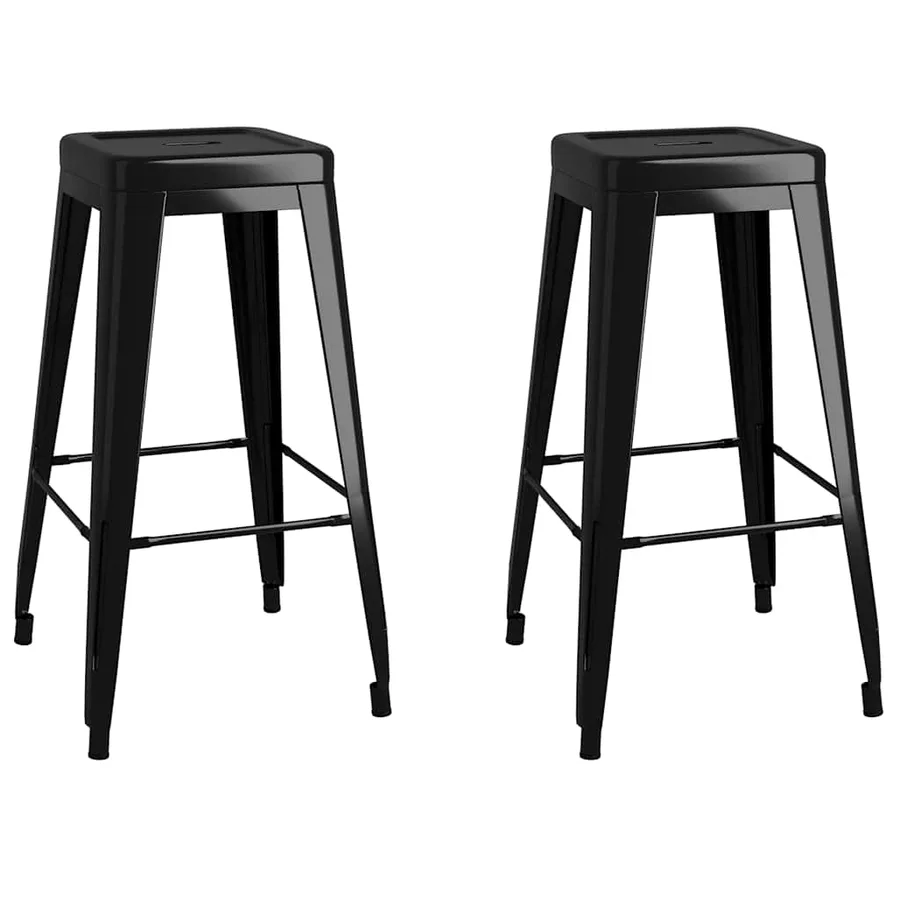 Tabourets de bar empilables lot de 2 noir métal - 2