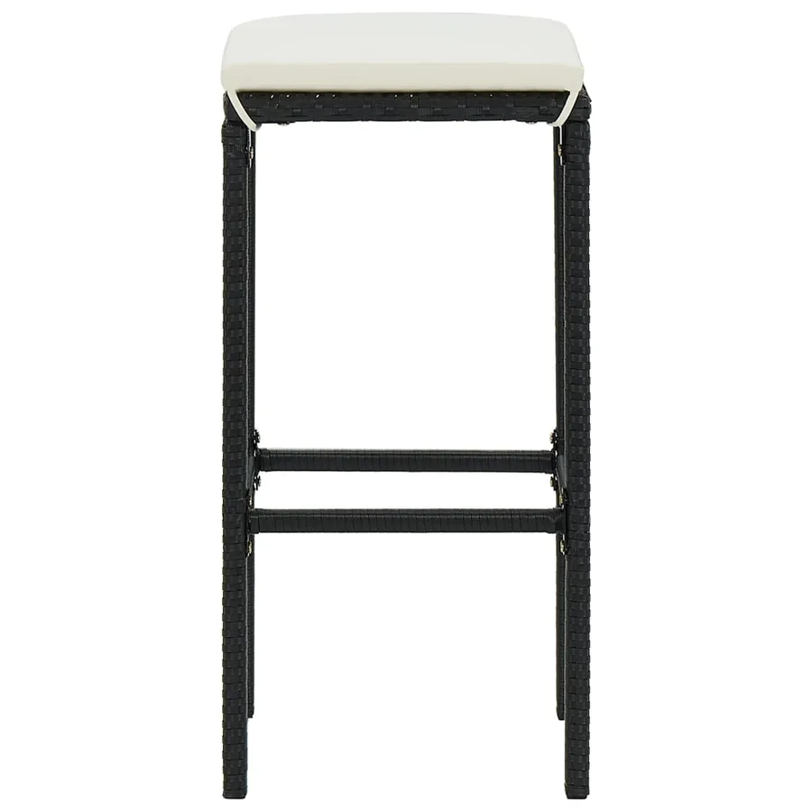 Ensemble de bar de jardin 3 pcs et coussins Résine tressée Noir - 10
