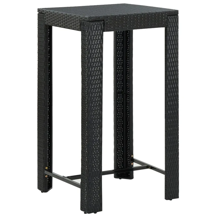 Ensemble de bar de jardin 3 pcs et coussins Résine tressée Noir - 3