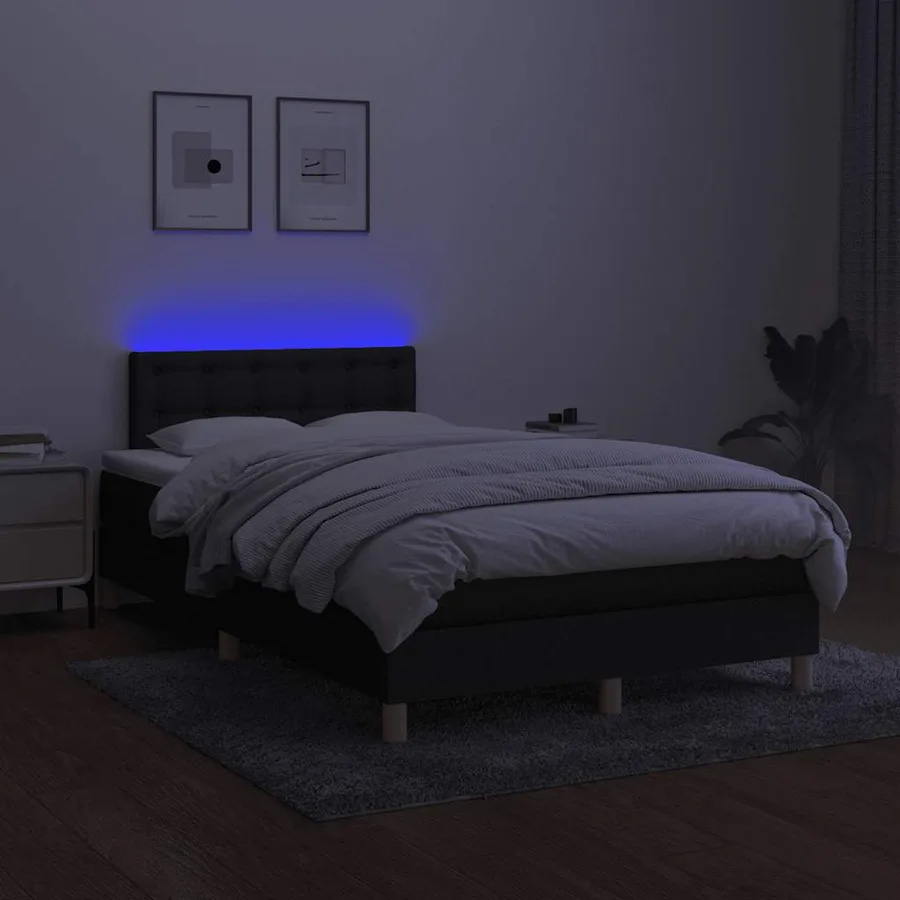 Sommier à lattes de lit avec matelas LED Noir 120x200 cm Tissu - 4