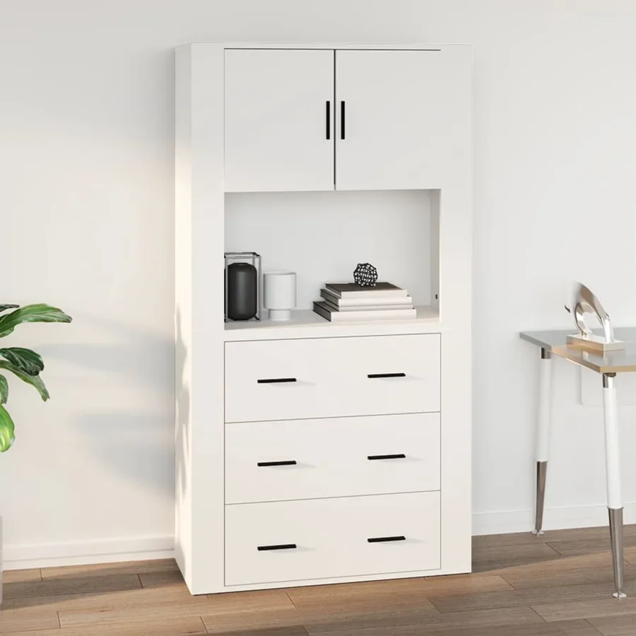 Armoire murale Blanc 80x33x80 cm Bois d'ingénierie - 7