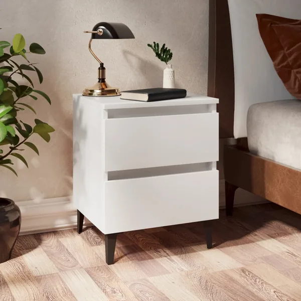 Tables de chevet 2 pcs blanc 40x35x50 cm bois d'ingénierie