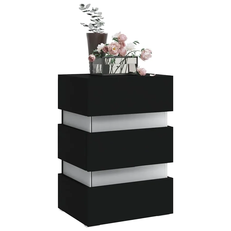 Table de chevet à LED Noir 45x35x67 cm Bois d'ingénierie - 3