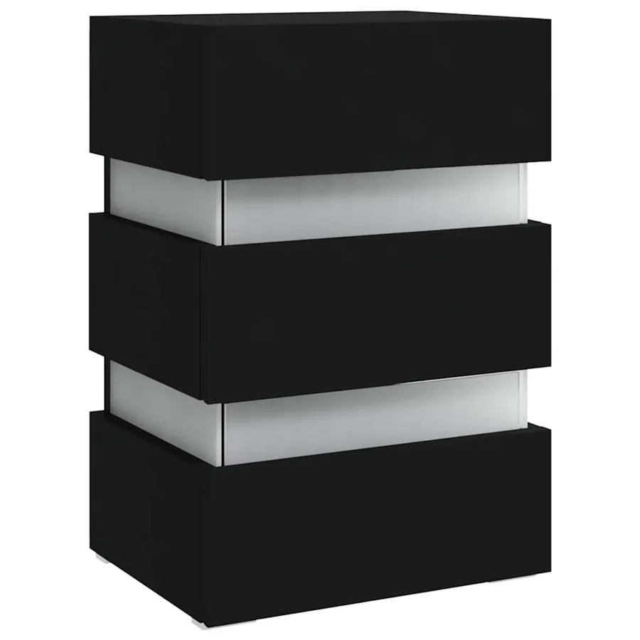 Table de chevet à LED Noir 45x35x67 cm Bois d'ingénierie - 4