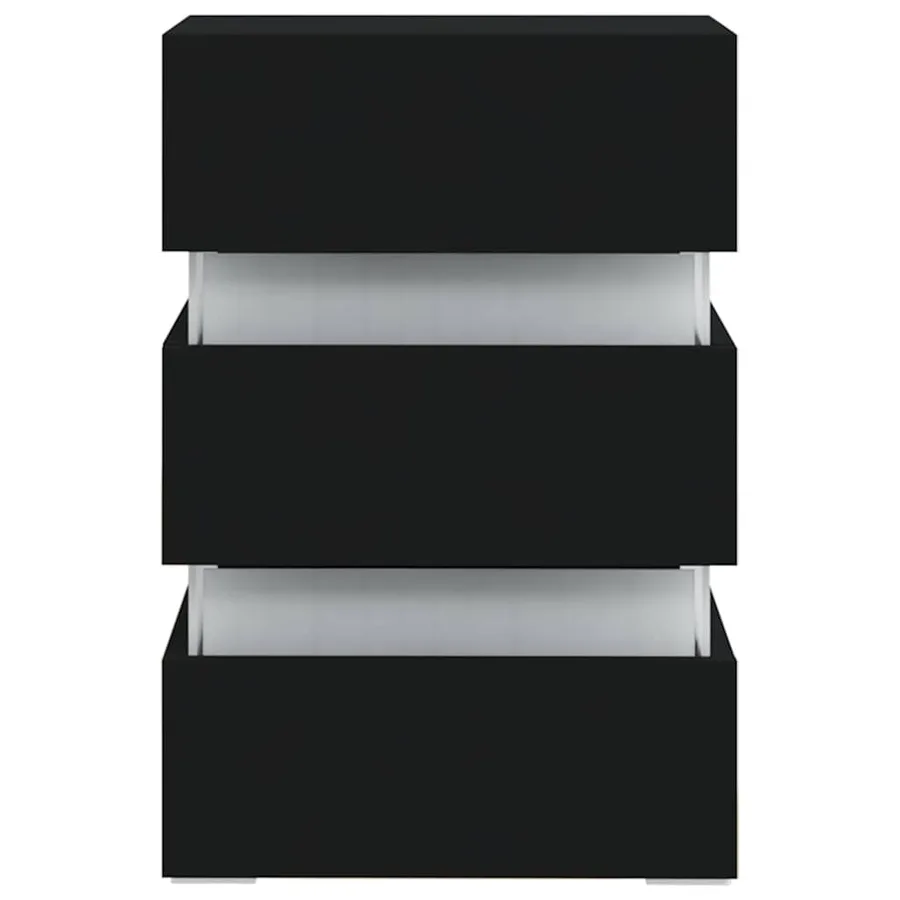 Table de chevet à LED Noir 45x35x67 cm Bois d'ingénierie - 5