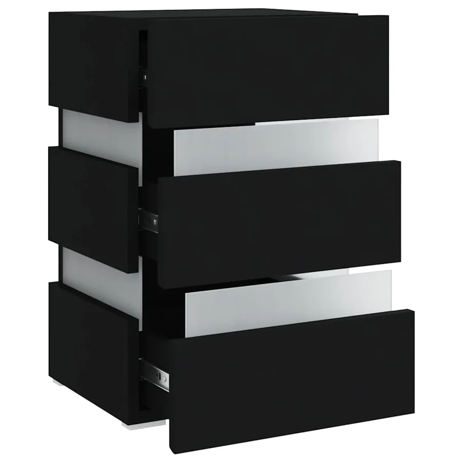 Table de chevet à LED Noir 45x35x67 cm Bois d'ingénierie - 7
