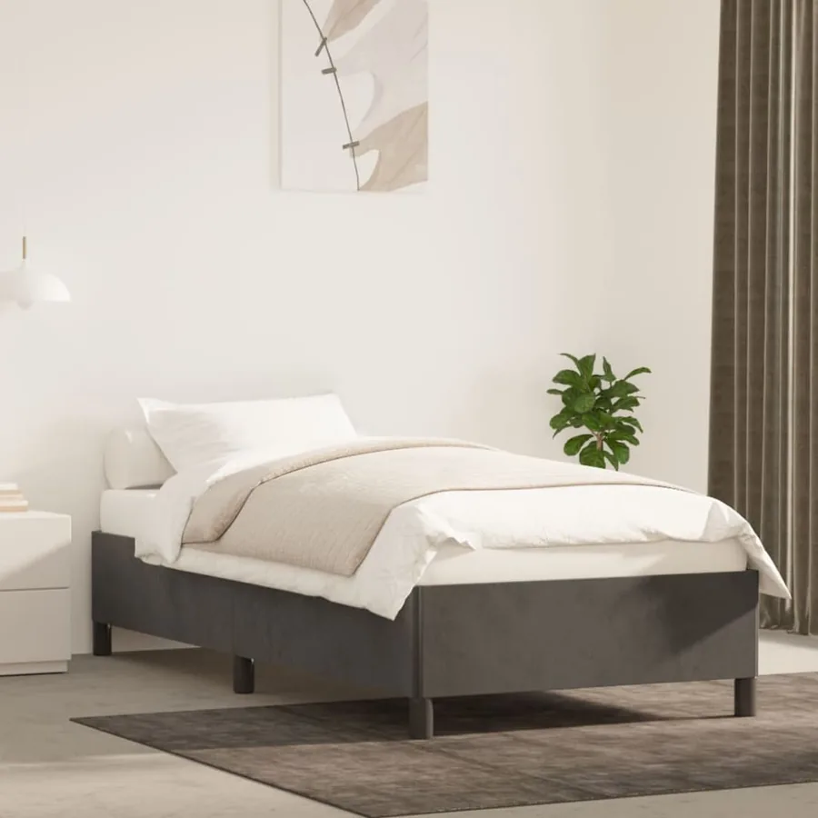 Cadre de lit sans matelas gris foncé 90x200 cm velours