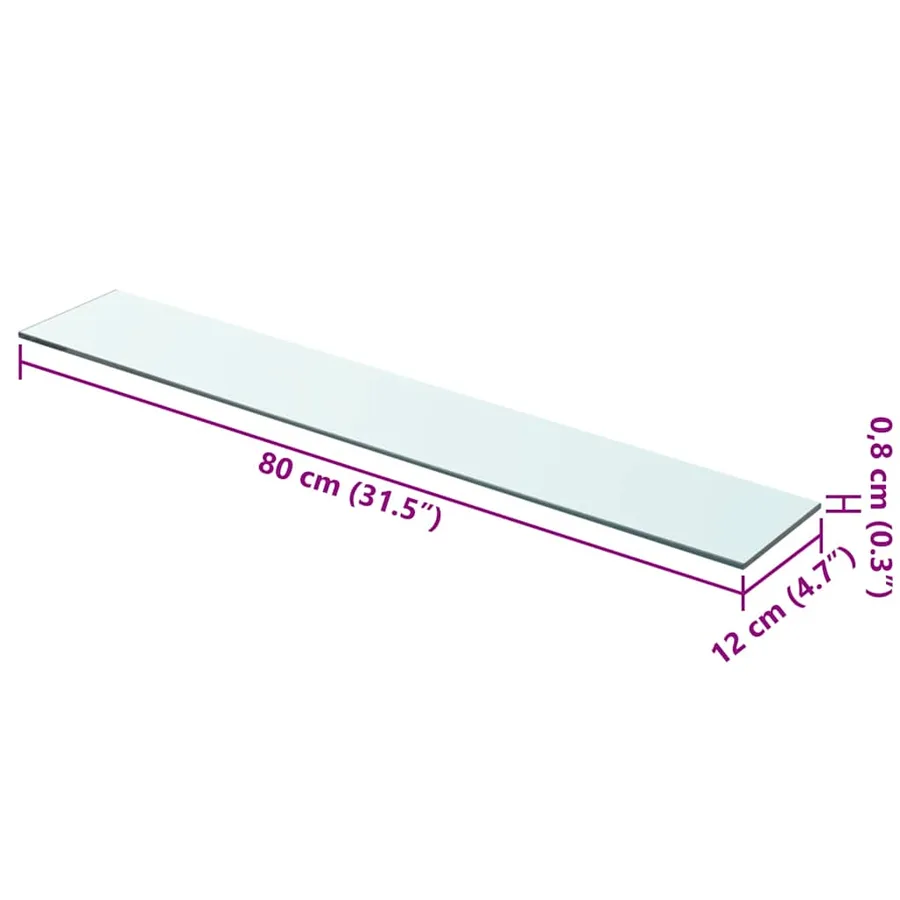Panneaux d'étagère 2 pcs Verre Transparent 80 x 12 cm - 4