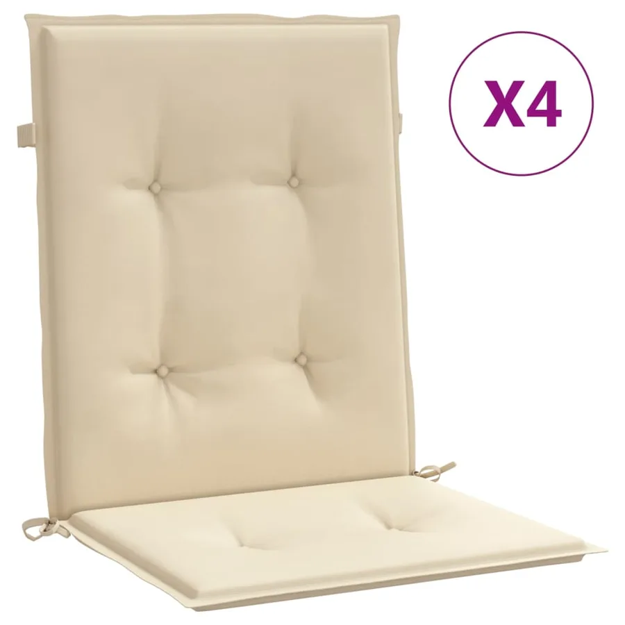Coussins de chaise de jardin à dossier bas lot de 4 beige - 2