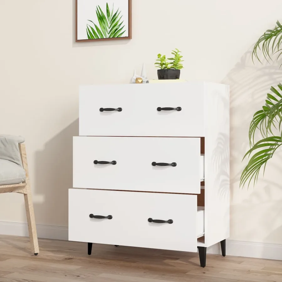 Buffet blanc 69,5x34x90 cm bois d'ingénierie - 3