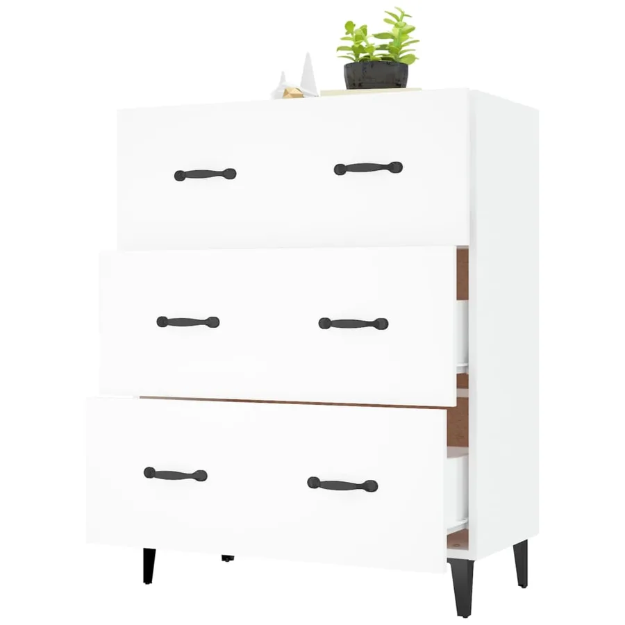 Buffet blanc 69,5x34x90 cm bois d'ingénierie - 4