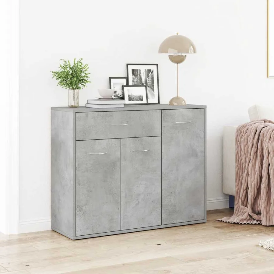 Buffet Gris béton 88x30x70 cm Bois d'ingénierie - 3