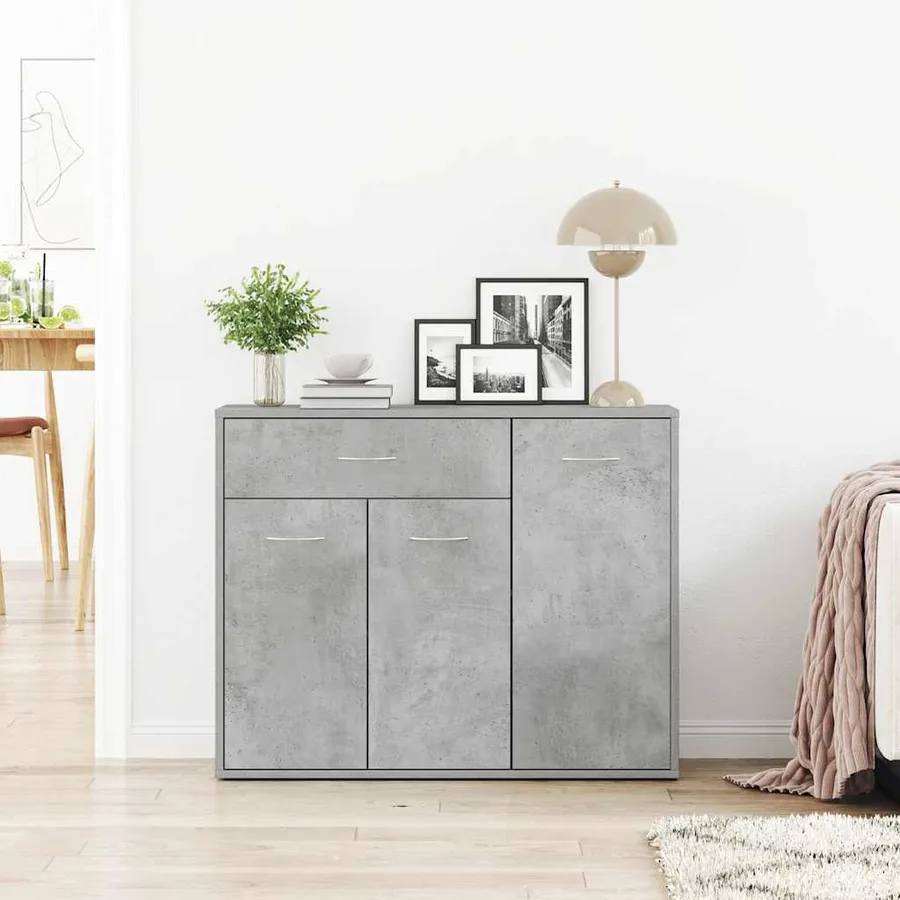 Buffet Gris béton 88x30x70 cm Bois d'ingénierie - 4