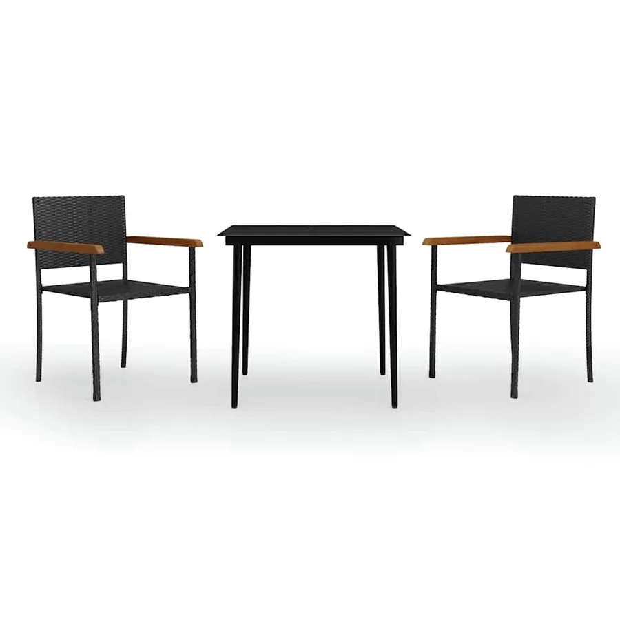 Ensemble à manger de jardin 3 pcs Noir - 2