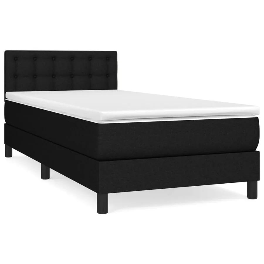 Sommier à lattes de lit avec matelas Noir 100x200 cm Tissu - 2