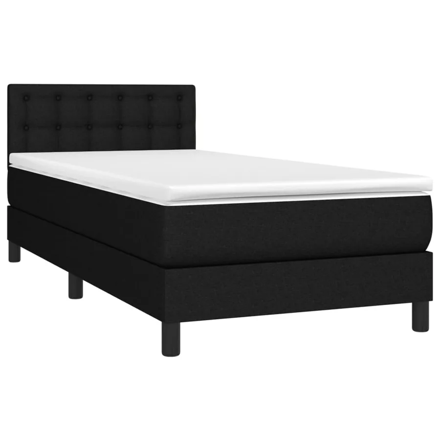 Sommier à lattes de lit avec matelas Noir 100x200 cm Tissu - 3