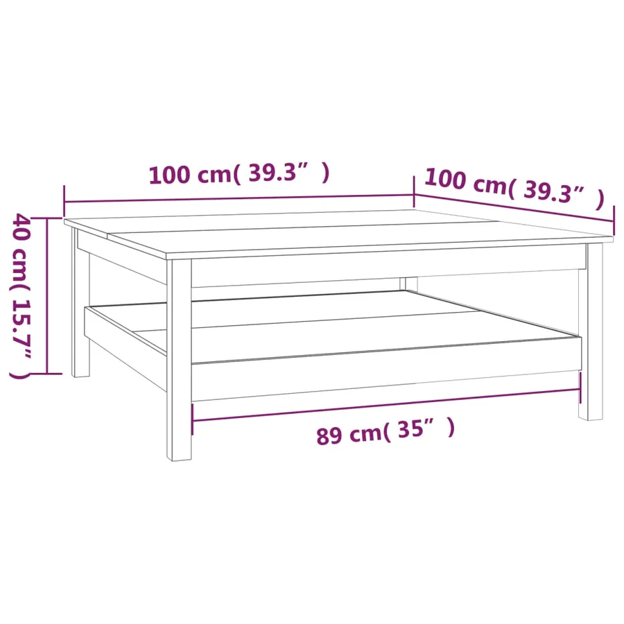 Table basse 100x100x40 cm Bois de pin massif - 7