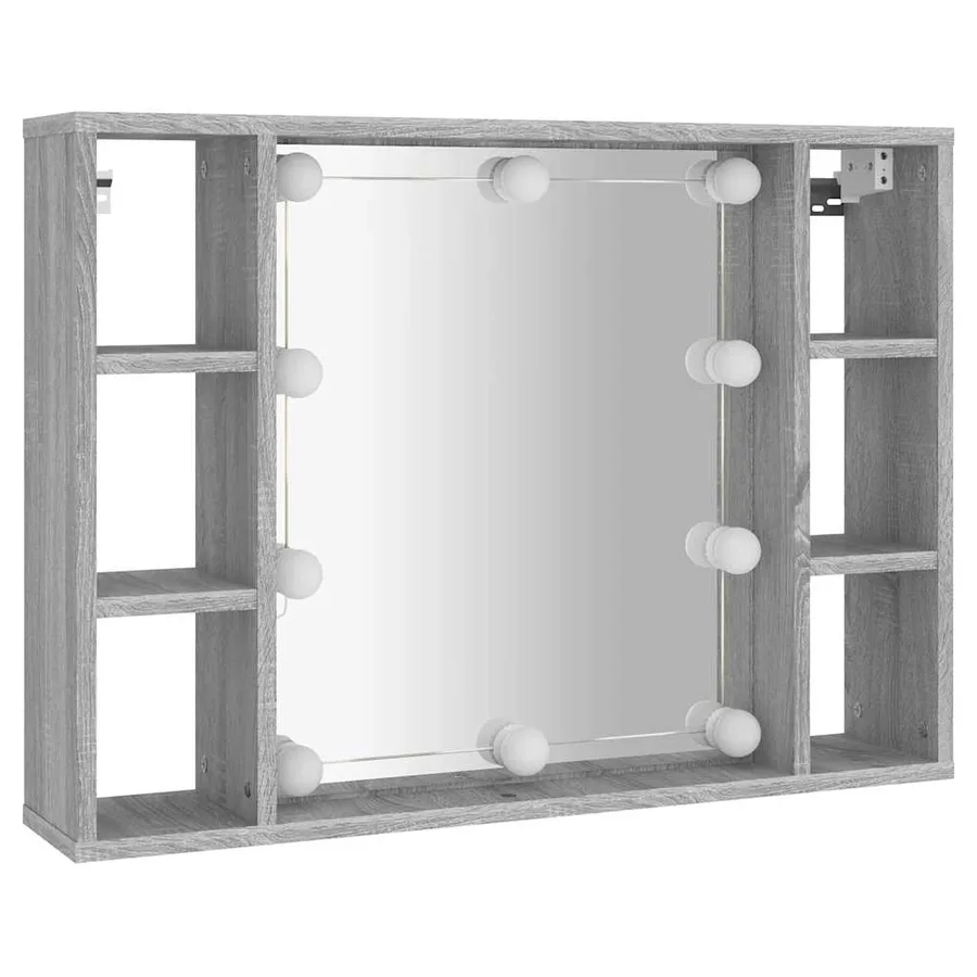 Armoire à miroir avec LED Sonoma gris 76x15x55 cm - 3