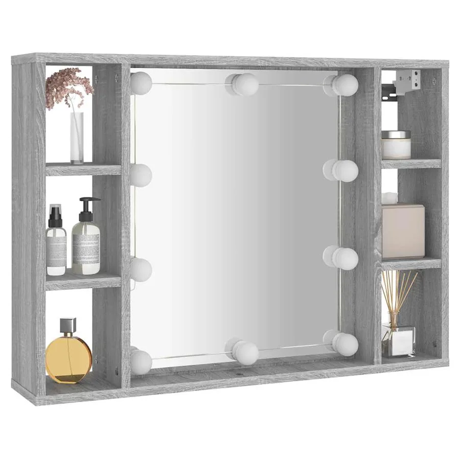 Armoire à miroir avec LED Sonoma gris 76x15x55 cm - 6