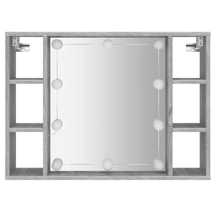 Armoire à miroir avec LED Sonoma gris 76x15x55 cm - 7