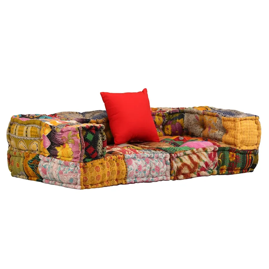 Pouf modulaire à 2 places Patchwork Tissu