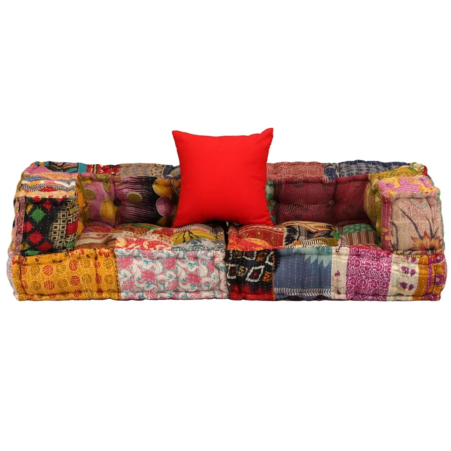 Pouf modulaire à 2 places Patchwork Tissu - 2
