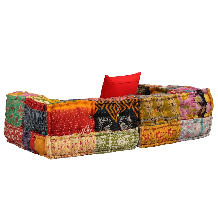 Pouf modulaire à 2 places Patchwork Tissu - 3