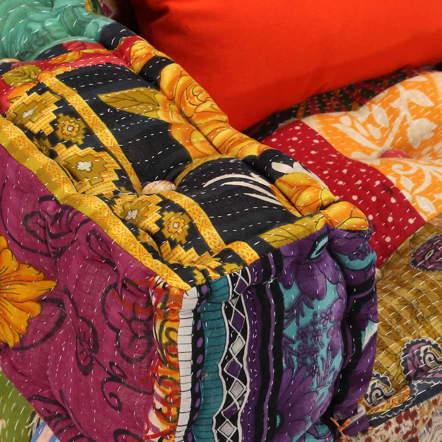 Pouf modulaire à 2 places Patchwork Tissu - 6