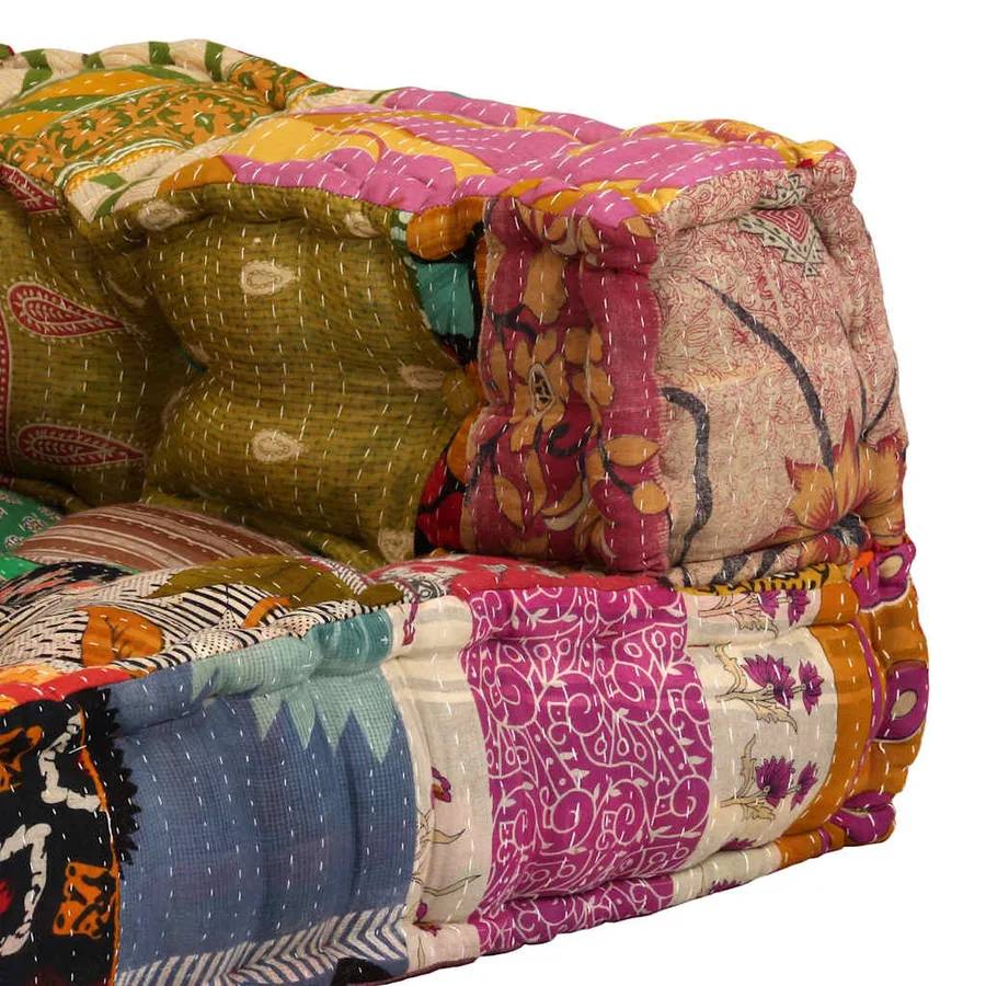 Pouf modulaire à 2 places Patchwork Tissu - 7