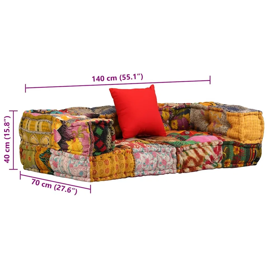Pouf modulaire à 2 places Patchwork Tissu - 9