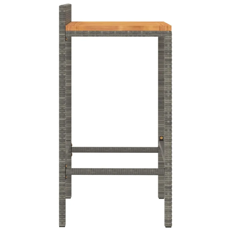 Tabourets de bar lot de 4 gris résine tressée et bois d'acacia - 5