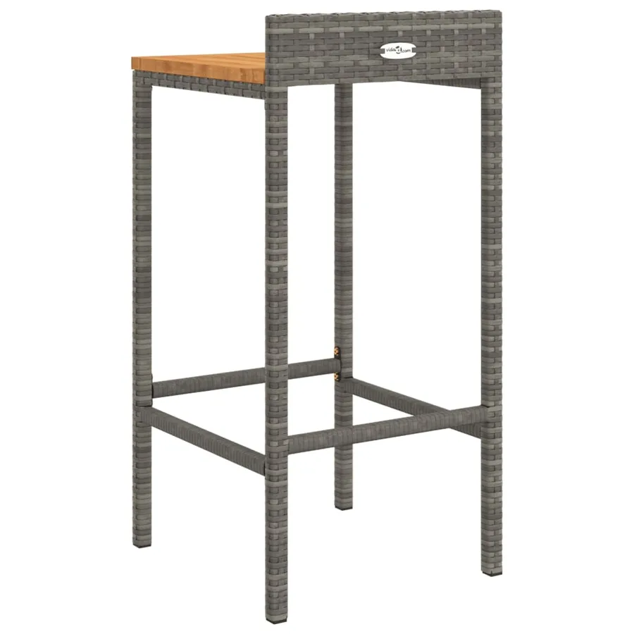 Tabourets de bar lot de 4 gris résine tressée et bois d'acacia - 6