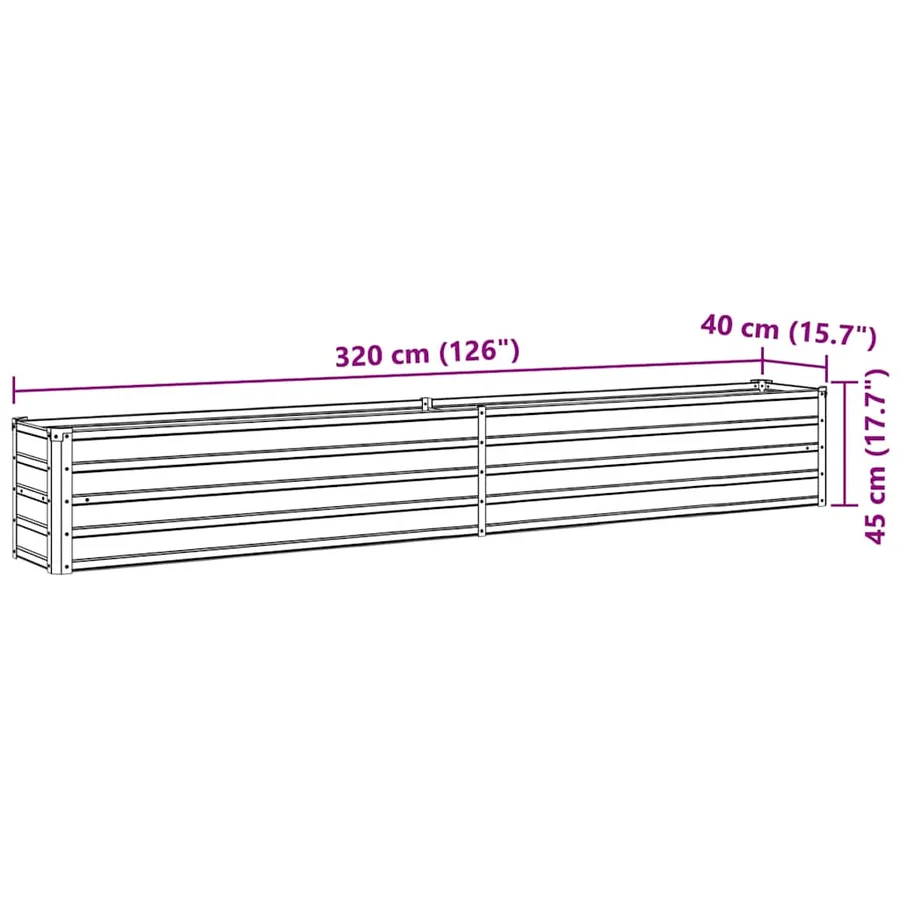 Lit surélevé de jardin Acier galvanisé 320x40x45 cm Anthracite - 7