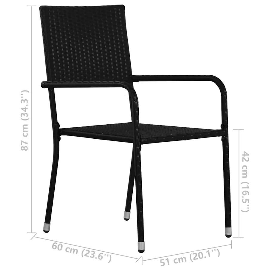 Ensemble à manger de jardin 3 pcs Noir - 13