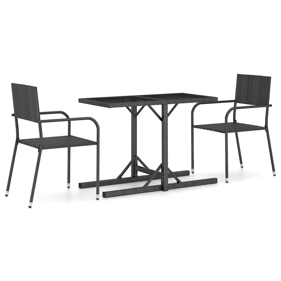 Ensemble à manger de jardin 3 pcs Noir - 2