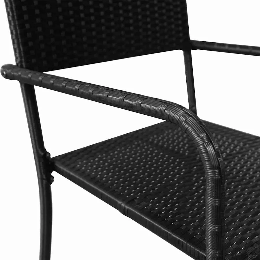 Ensemble à manger de jardin 3 pcs Noir - 7