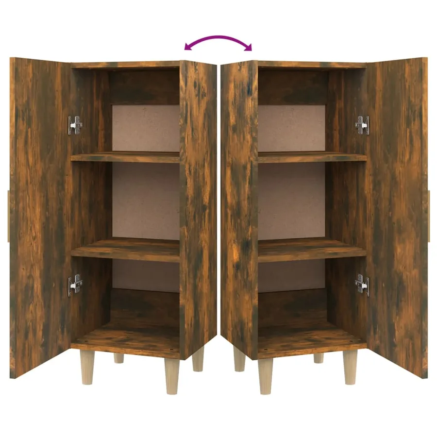 Buffet Chêne fumé 34,5x34x90 cm Bois d'ingénierie - 9