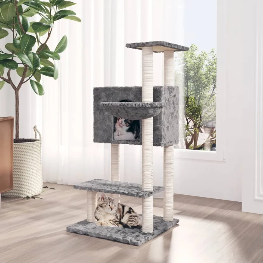 Arbre à chat avec griffoirs en sisal Gris clair 108,5 cm