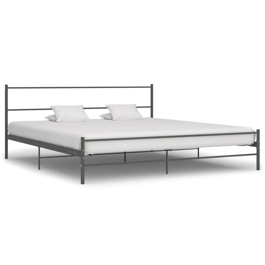 Cadre de lit sans matelas gris métal 200x200 cm