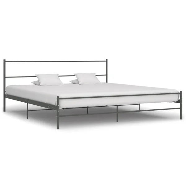 Cadre de lit sans matelas gris métal 200x200 cm