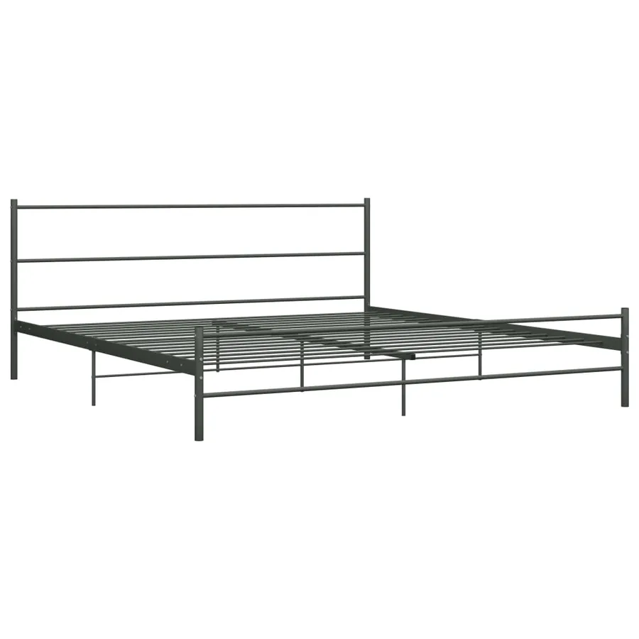 Cadre de lit sans matelas gris métal 200x200 cm - 2
