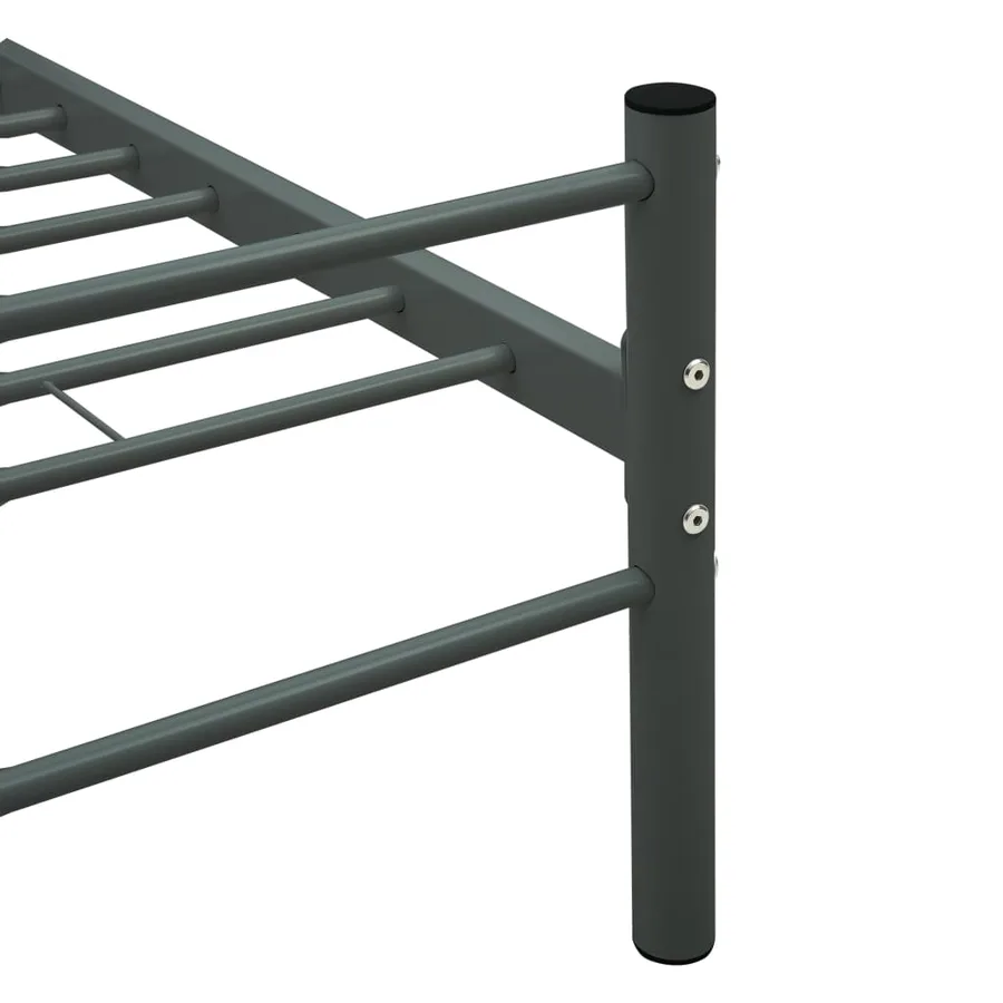 Cadre de lit sans matelas gris métal 200x200 cm - 5