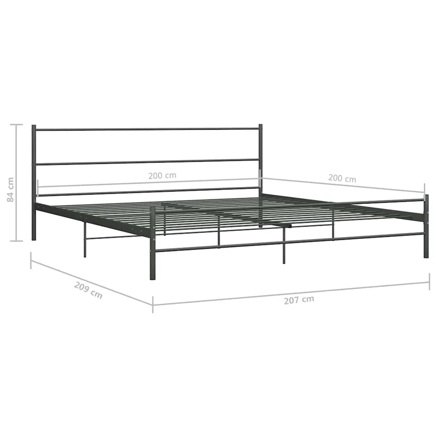 Cadre de lit sans matelas gris métal 200x200 cm - 7