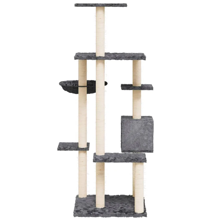 Arbre à chat avec griffoirs en sisal Gris foncé 142 cm - 4
