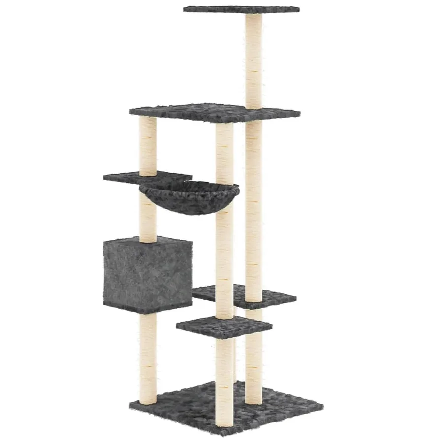 Arbre à chat avec griffoirs en sisal Gris foncé 142 cm - 5