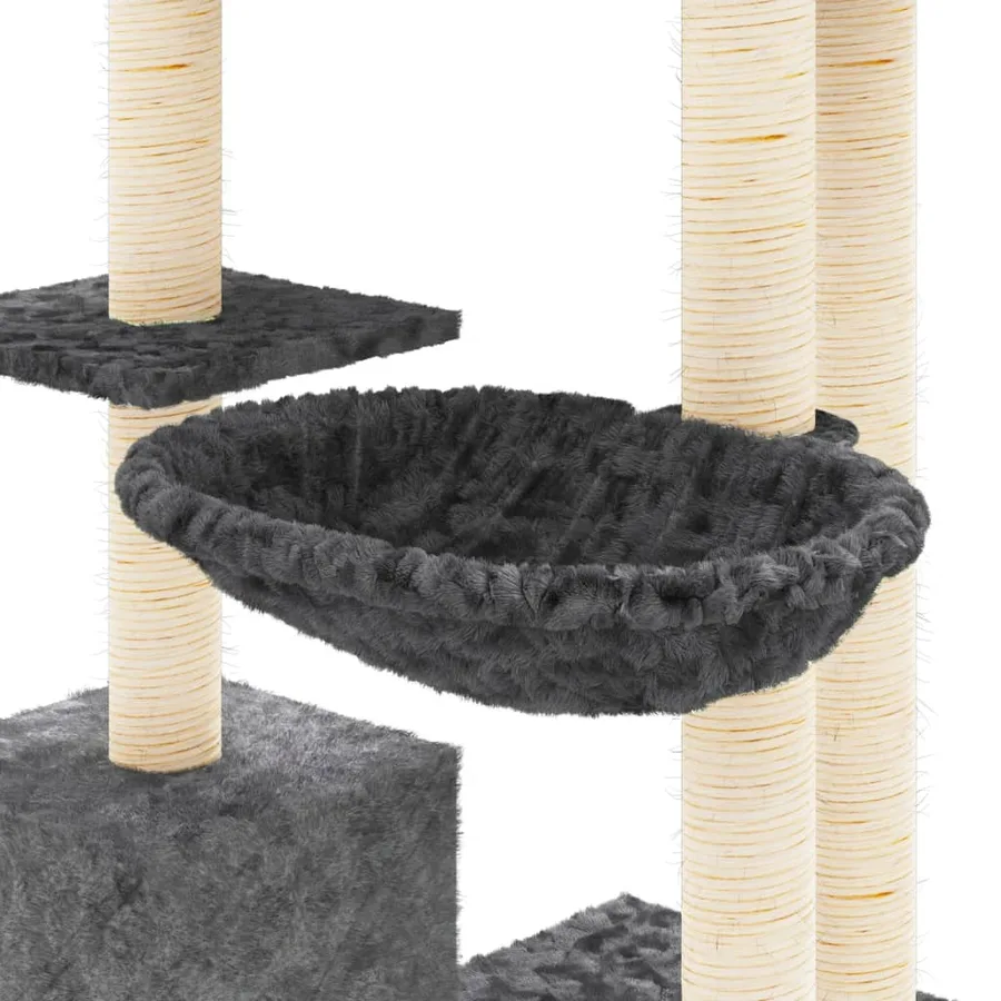 Arbre à chat avec griffoirs en sisal Gris foncé 142 cm - 6