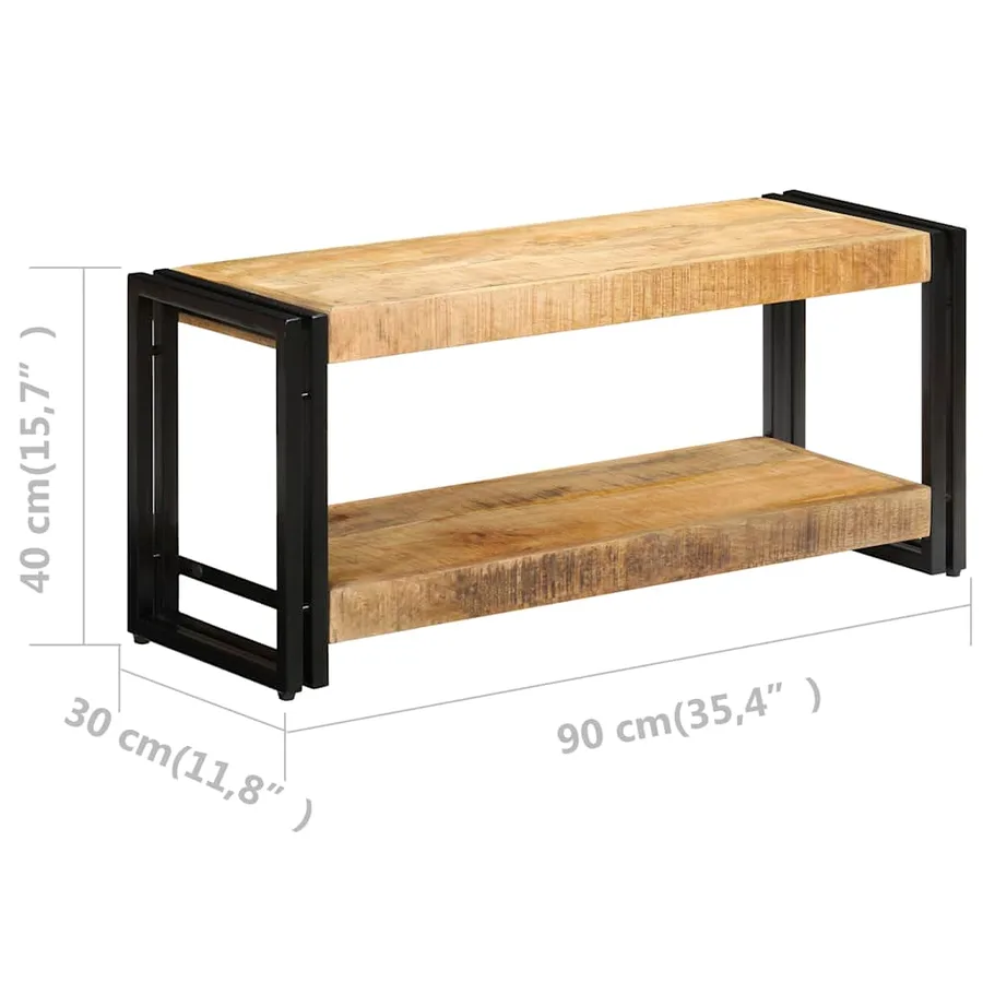 Meuble TV 90x30x40 cm Bois de manguier massif - 8